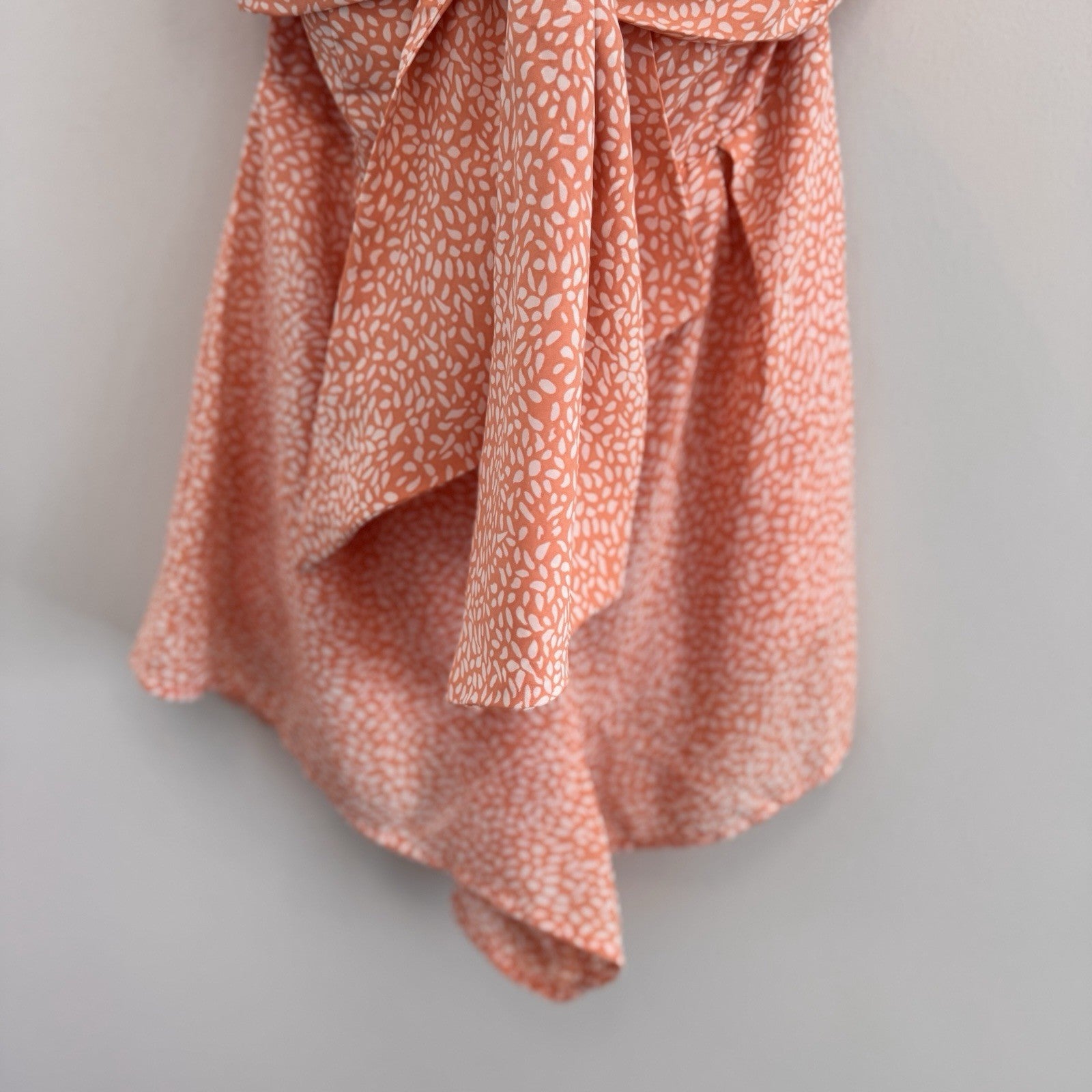 Pink Lily Coral Petal Print Romper Small S Strapless Big Bow Front Cutout Summer