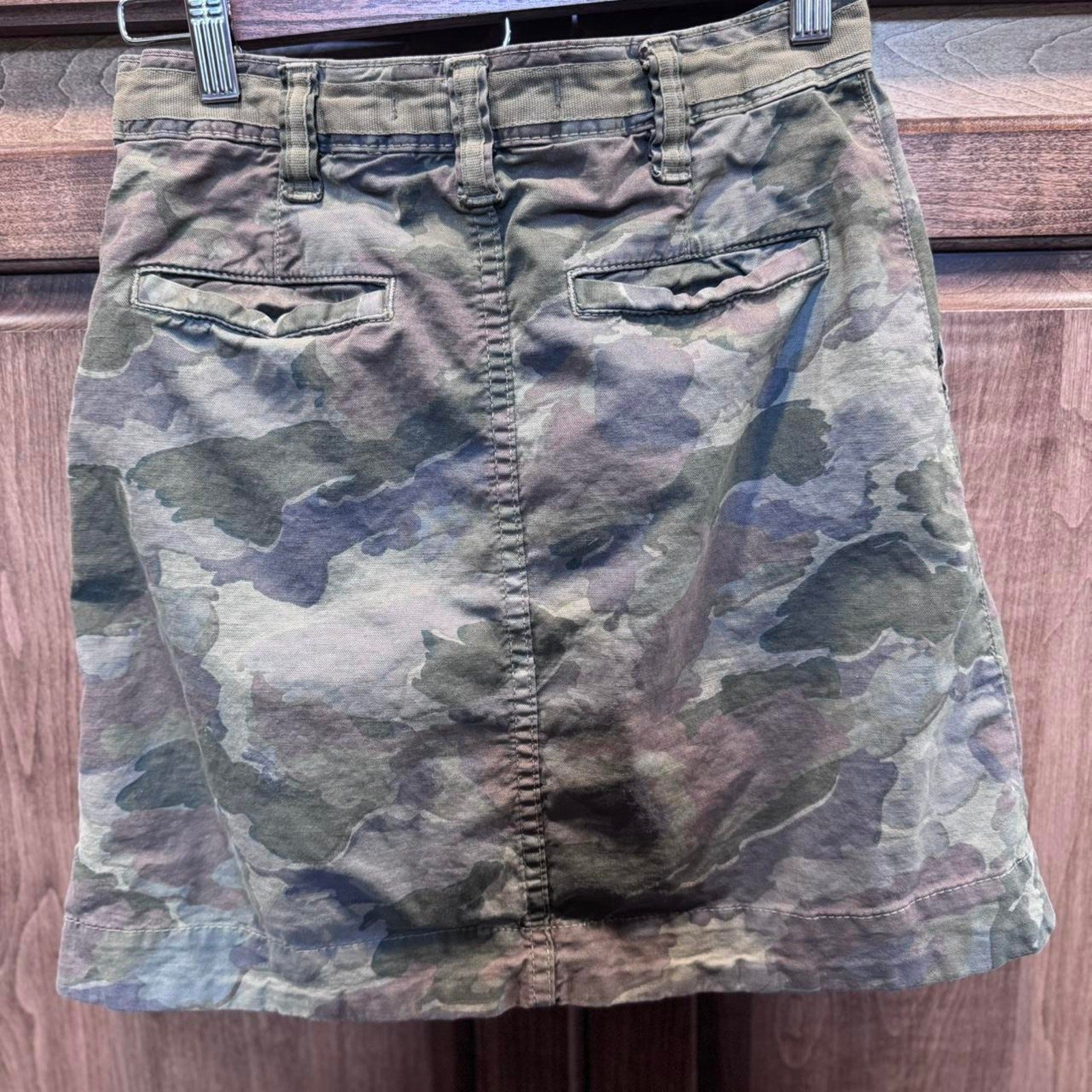 Anthropologie Camouflage Utility Button-Front Mini Skirt - Size 2/UK 6R