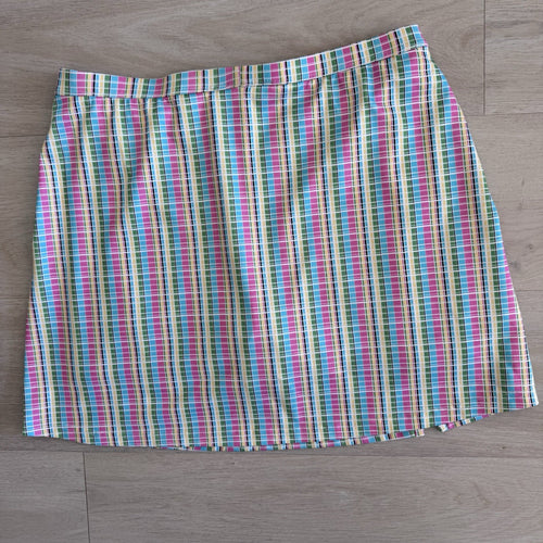 Cindy Ricci Colorful Plaid Skort Skirt Shorts Size M Stretch Golf Tennis
