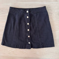 H&M Women’s Divided Black Button Front Mini Skirt Size 4 Y2K 90s