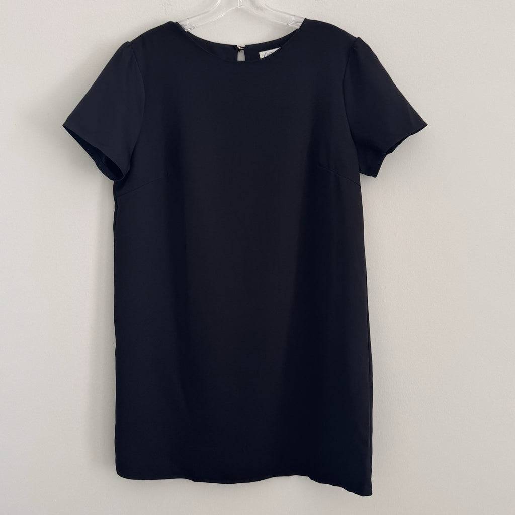 She + Sky Black Short Sleeve Shift Dress Women's Size L Keyhole Back  Boutique