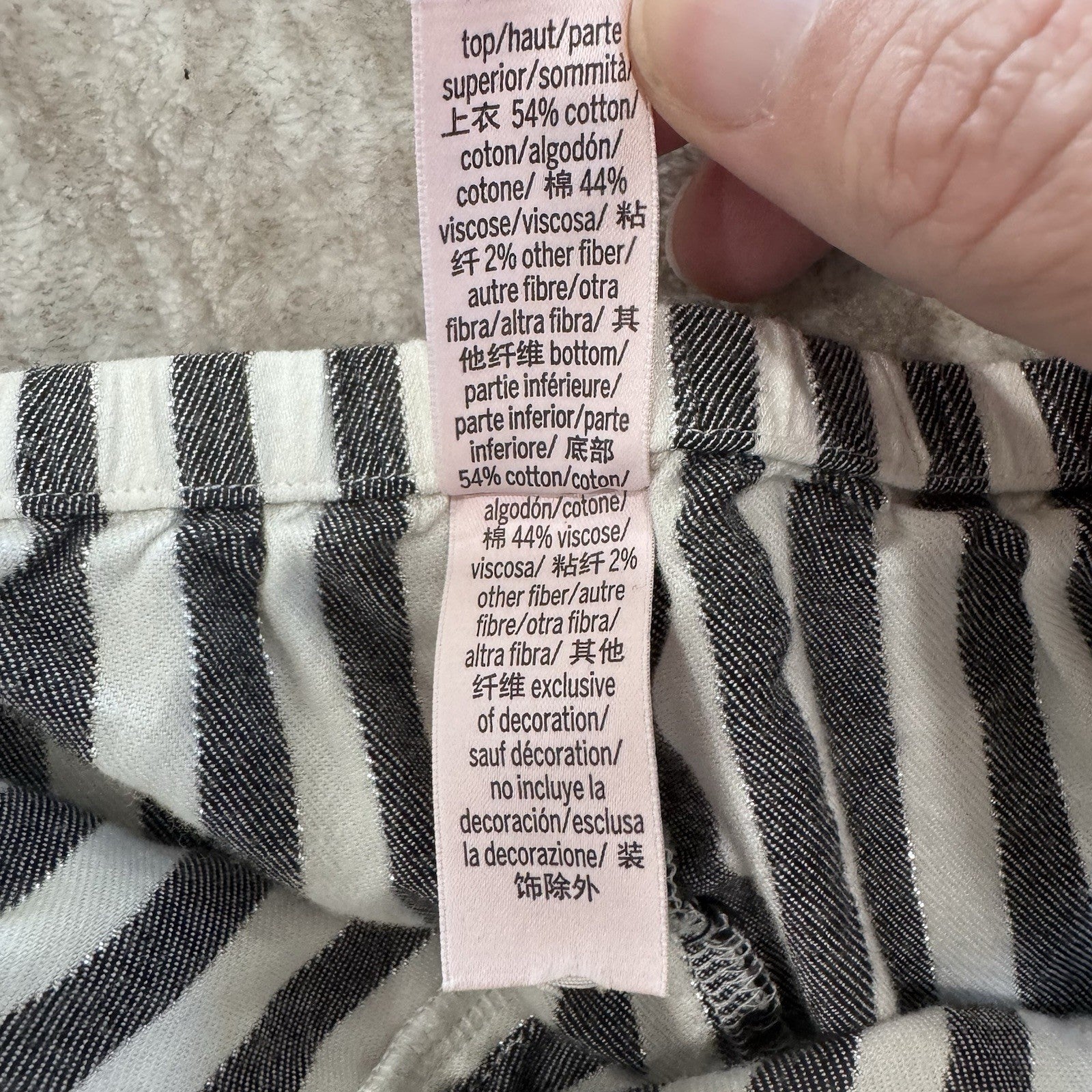 Victoria's Secret Pajama Shorts Silver Metallic Stripe Black White Lounge Medium