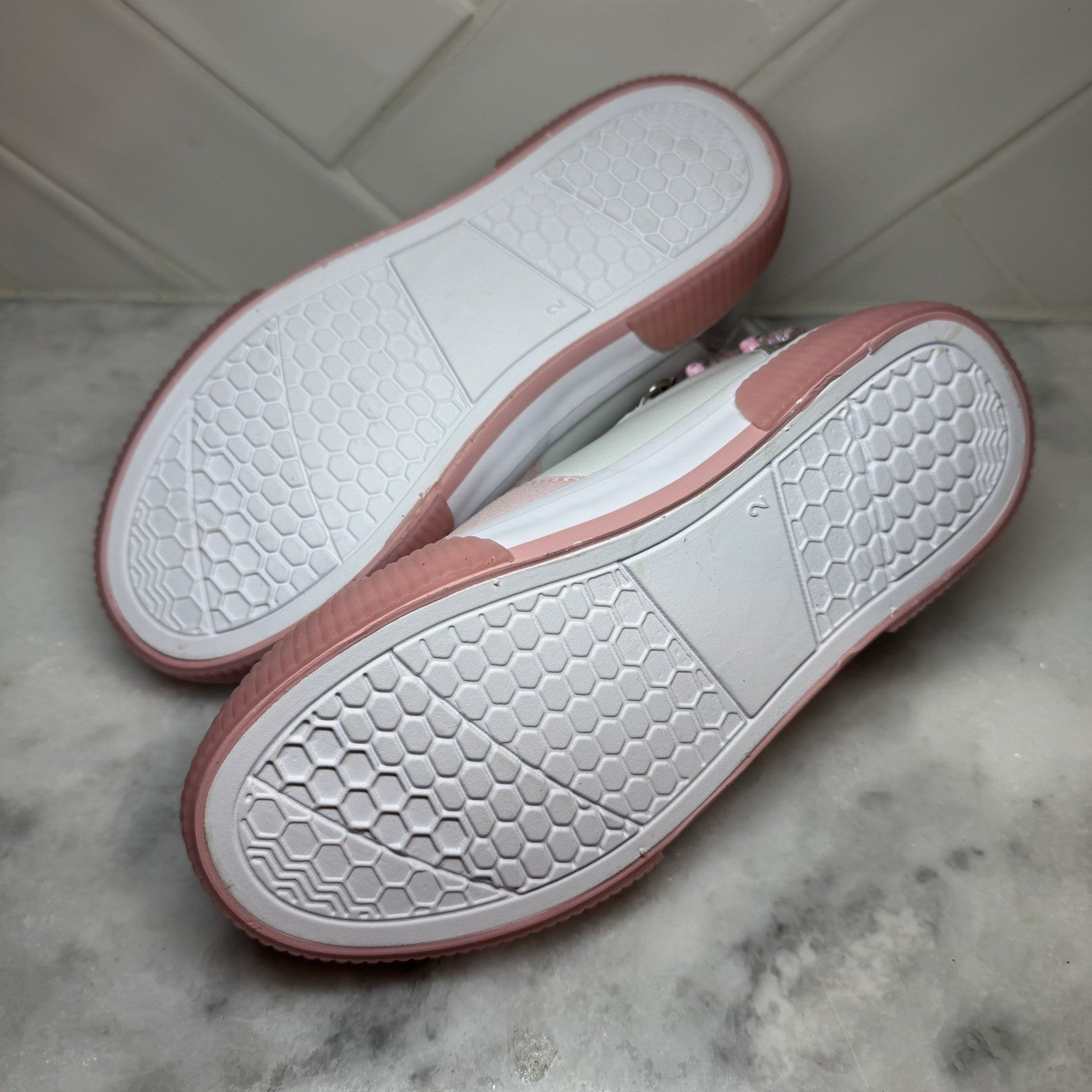 Cupcake Couture Girl Sneakers Size 2 Beaded Pink