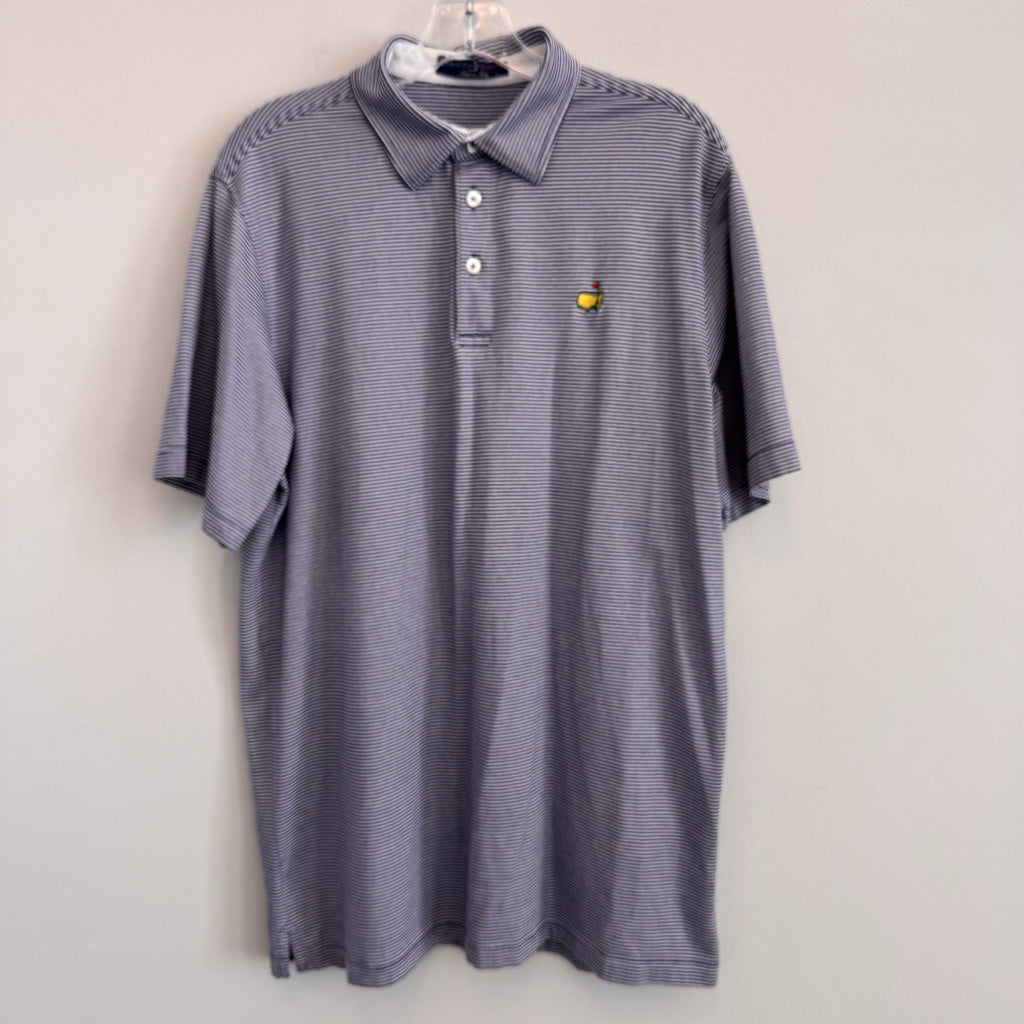 Masters Clubhouse Collection Polo Shirt Men’s L Blue Stripe Augusta Golf