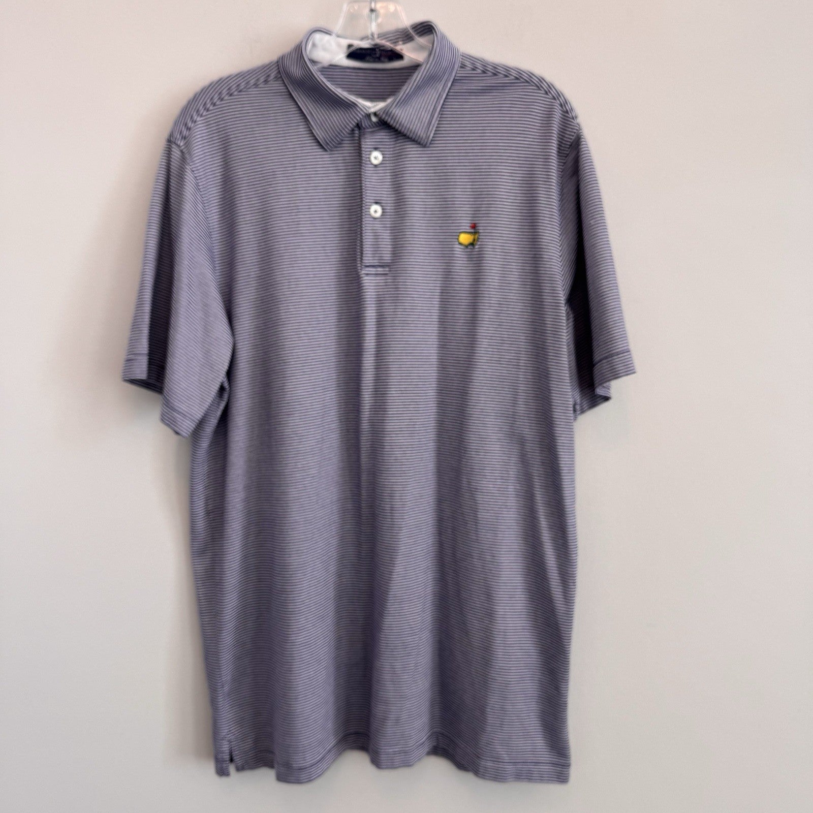 Masters Clubhouse Collection Polo Shirt Men’s L Blue Stripe Augusta Golf
