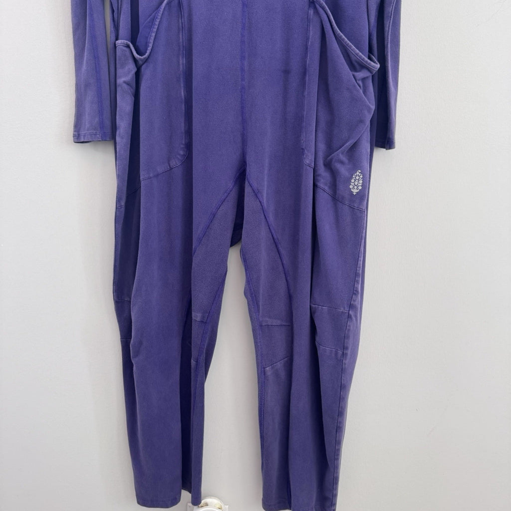 NWT Free People FP Movement Jumpsuit Medium Purple Hooded Lounge One Piece