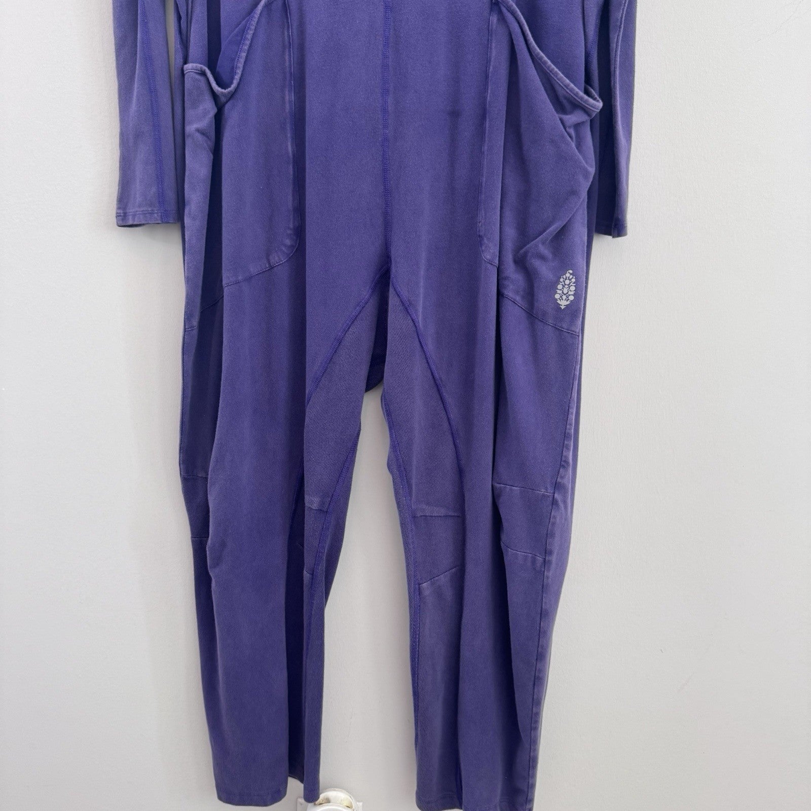 NWT Free People FP Movement Jumpsuit Medium Purple Hooded Lounge One Piece