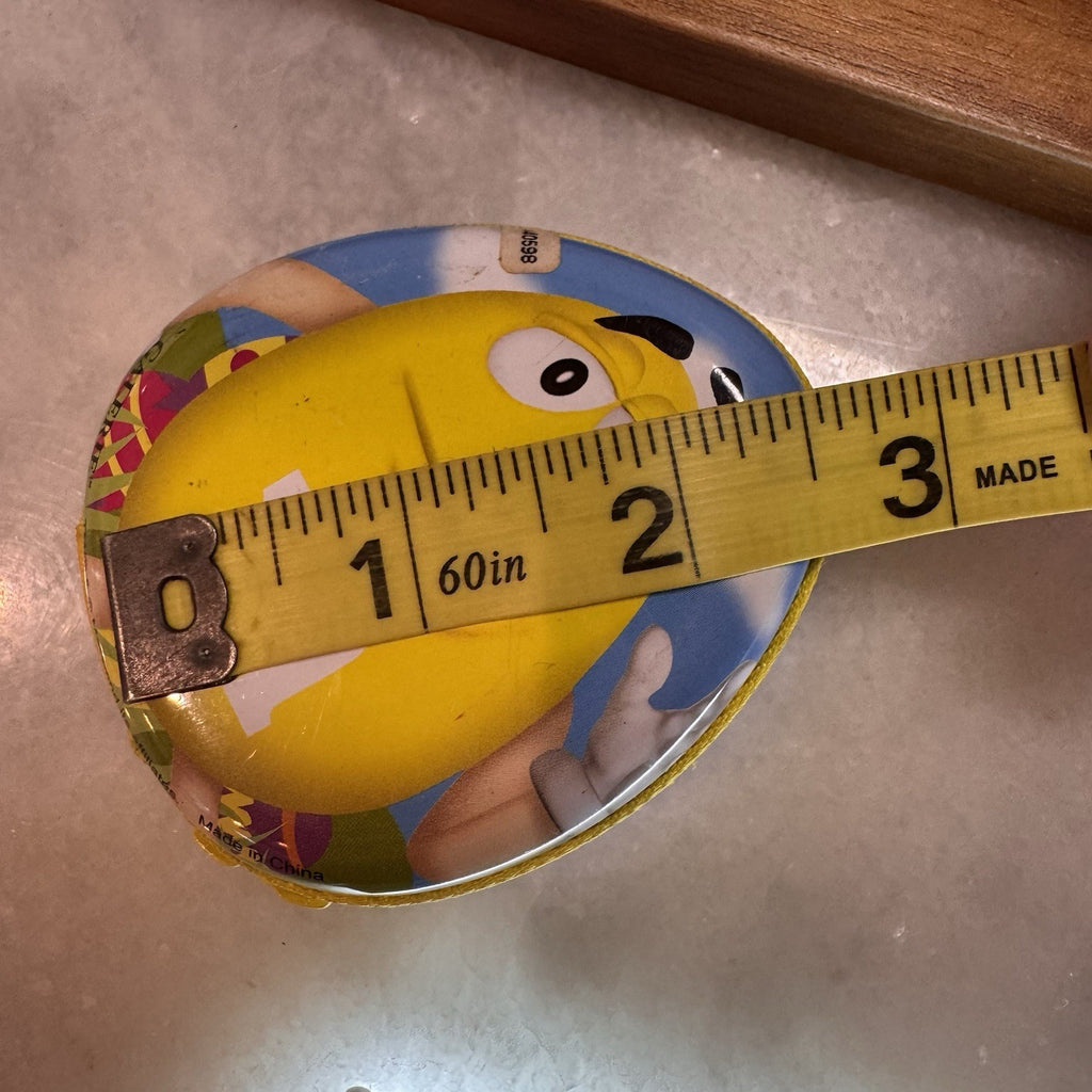 M&M's Yellow Character Easter Egg Zippered Tin Coin Purse Case Galerie Vintage