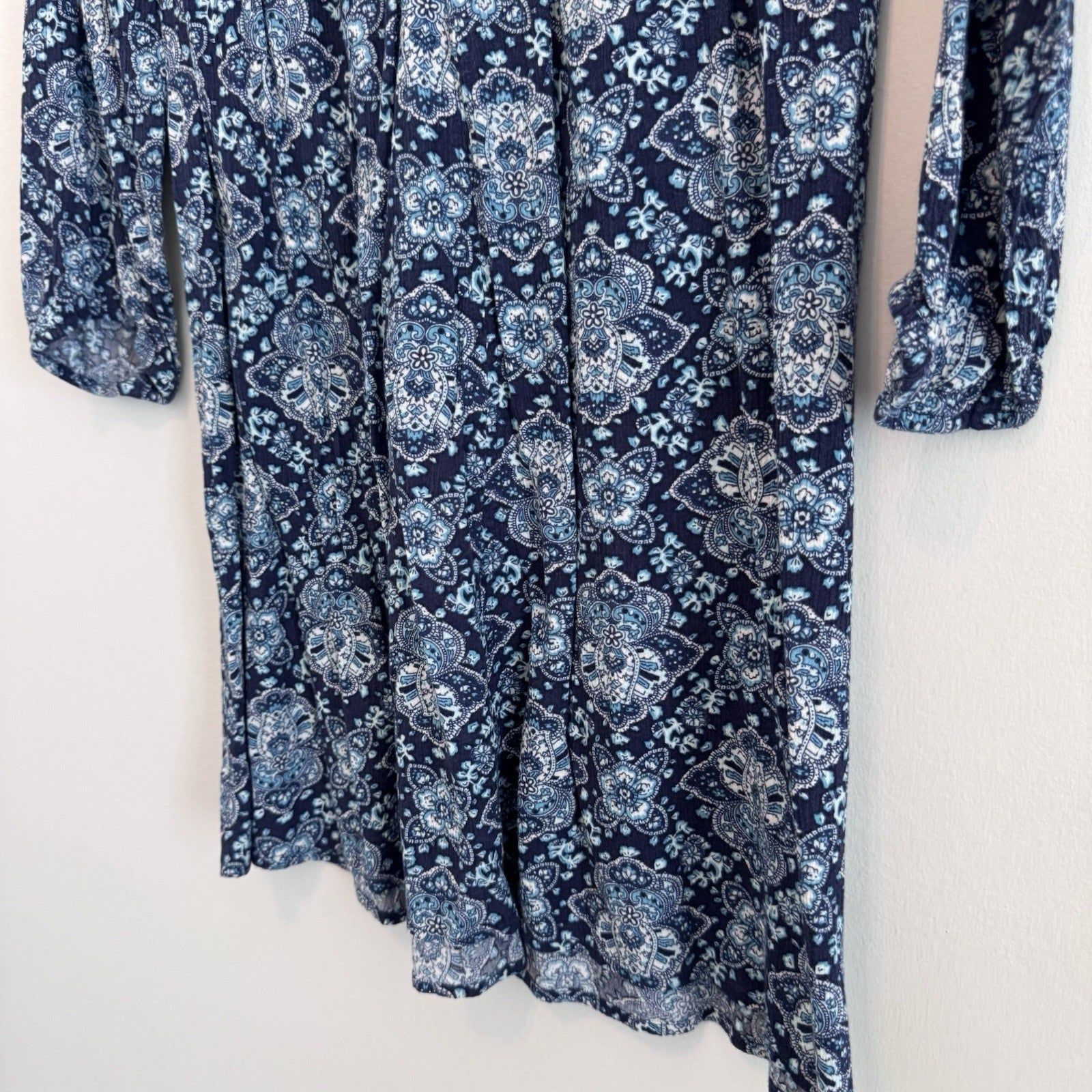     AE Outfitters Blue Paisley Mini Dress Small Boho Festival Cottagecore