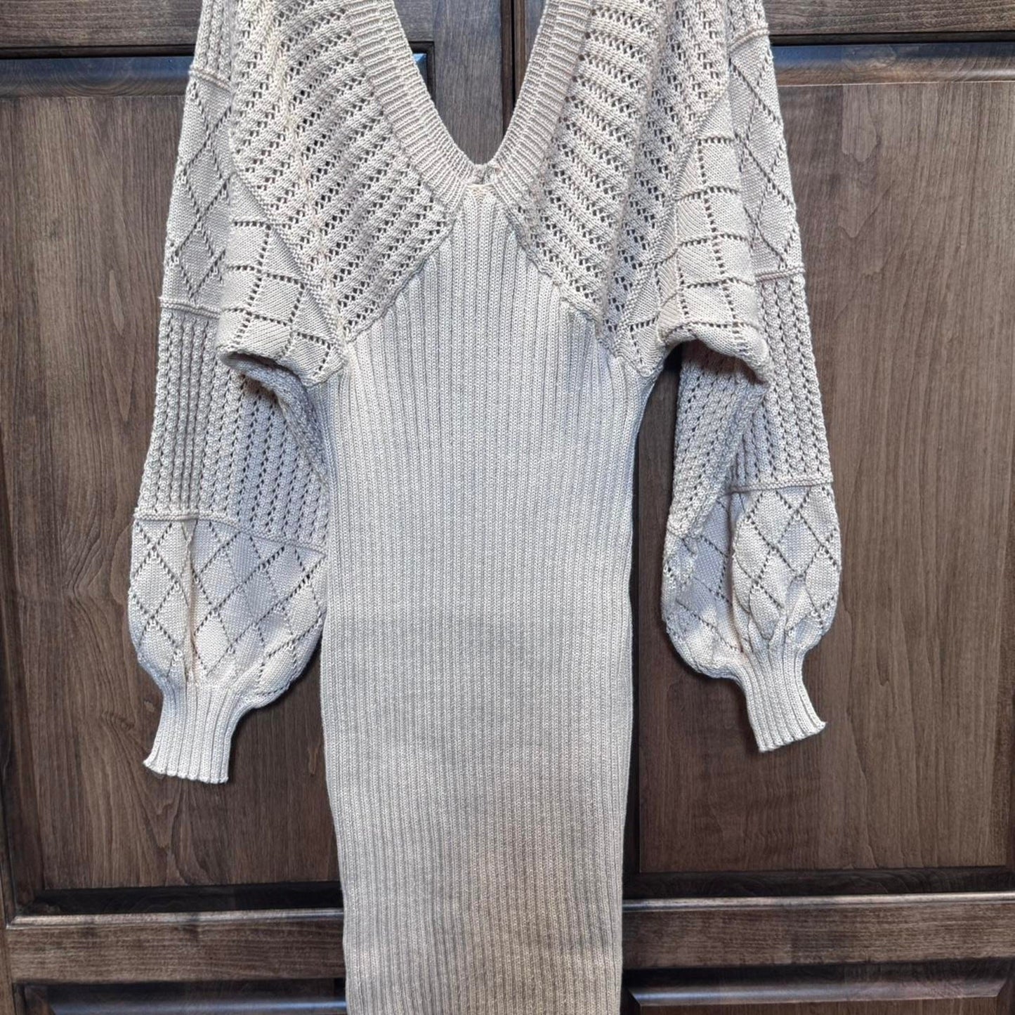 Cupshe size Medium Crochet V-Neck Mini Sweater Dress