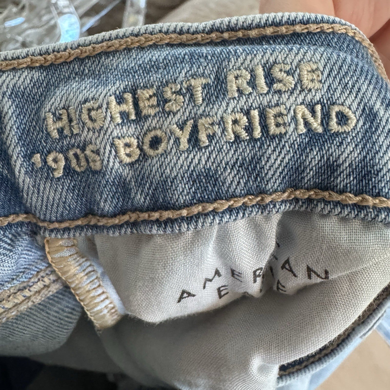 American Eagle Highest Rise Boyfriend Jeans 00 Short Light Wash Stretch Womens