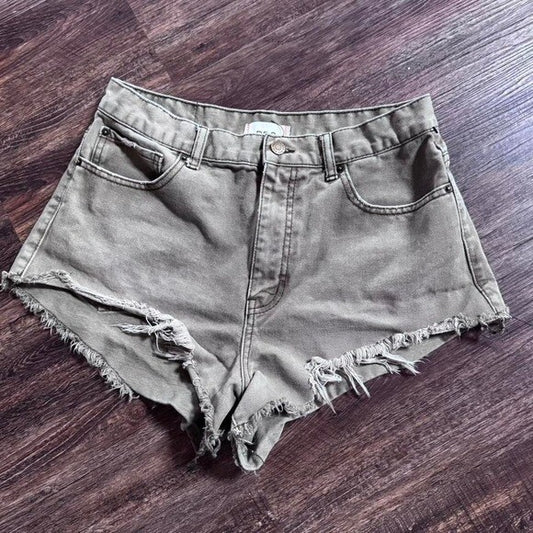 Urban Outfitters size 31 Green high-waisted cheeky denim shorts #denimshorts