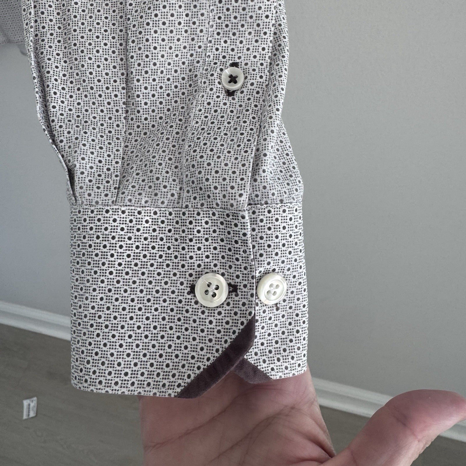 RGB Black Label XL White Micro Dot Shirt Contrast Trim 100% Cotton