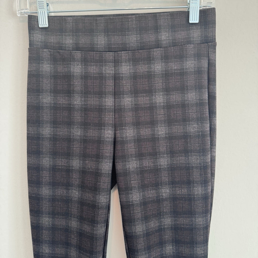 LOFT Gray Brown Plaid Pull On Leggings Pants Women’s XL Stretch Career Casual