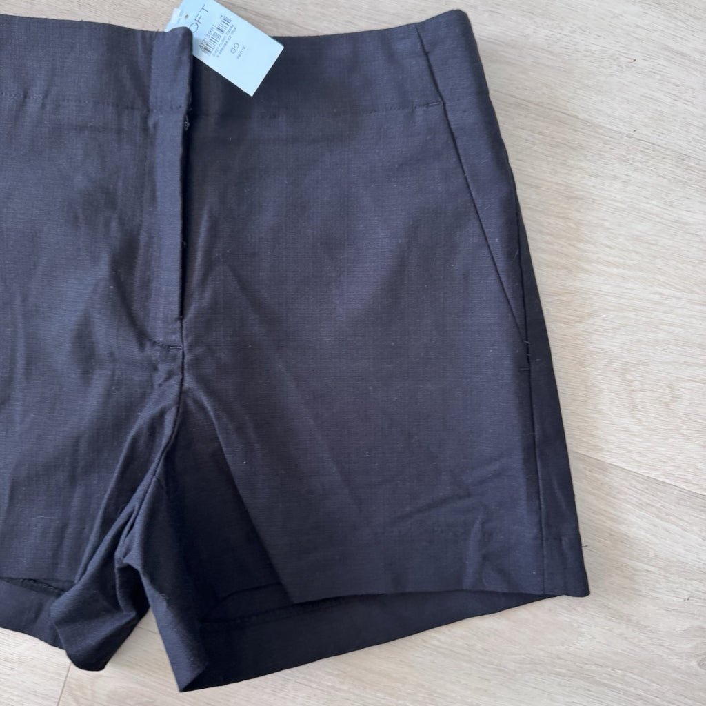 LOFT Petites Black Tailored Shorts 00P NWT Work Career