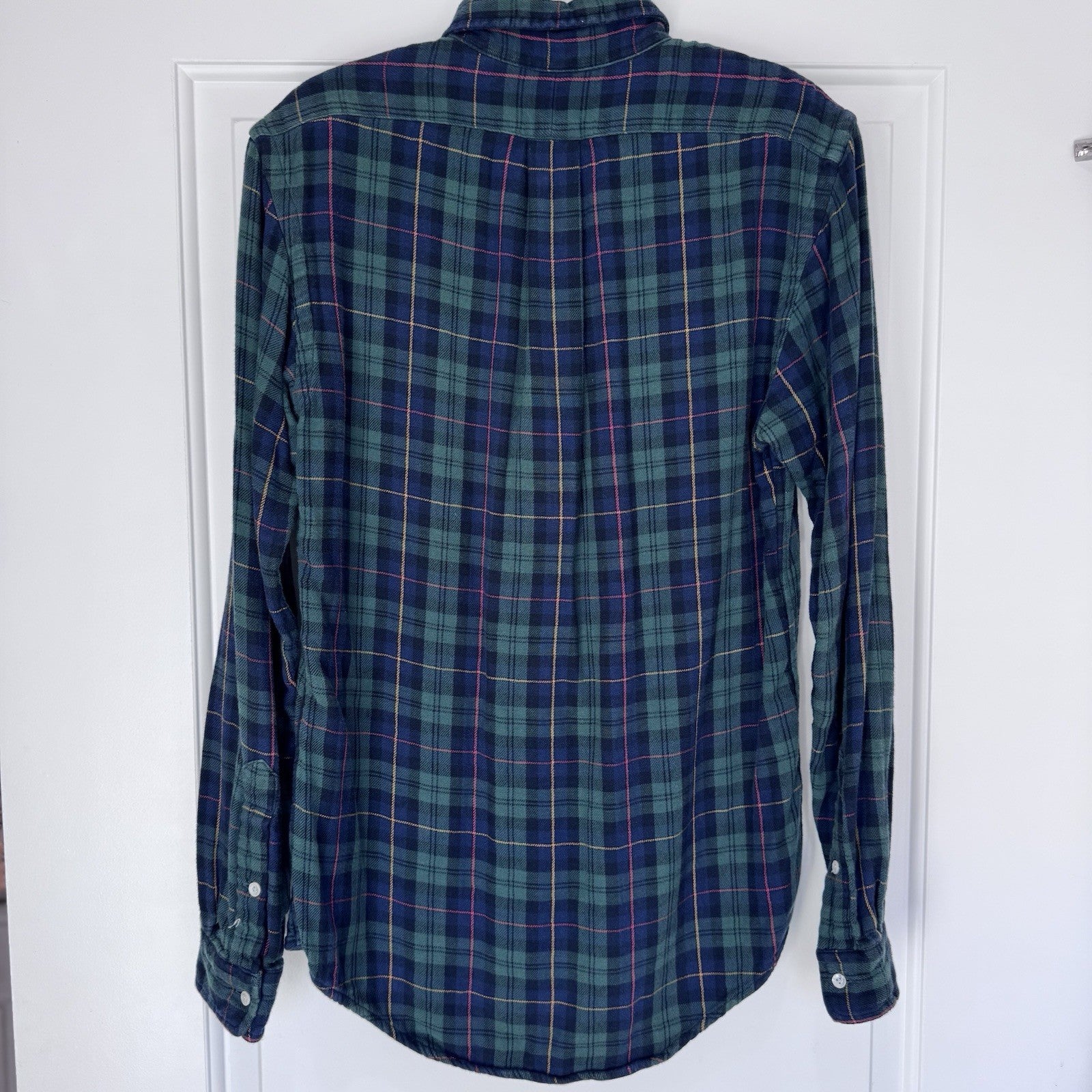 Ralph Lauren Men’s Custom Fit Plaid Flannel Shirt Size S Green Blue Cotton