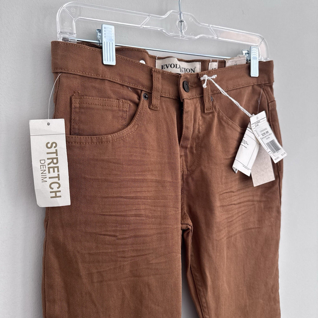 Evolution In Design Boys Slim Fit Jeans Size 16 Brown Stretch Denim NWT