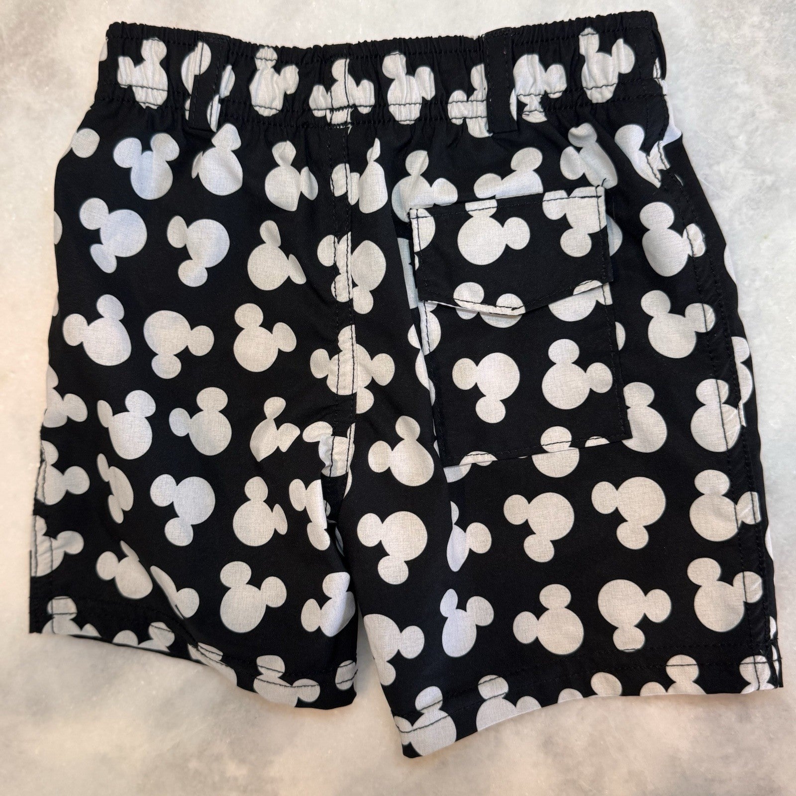 George Hats Mickey Mouse Board Shorts Boys 2-3T Black White Disney Swim Trunks