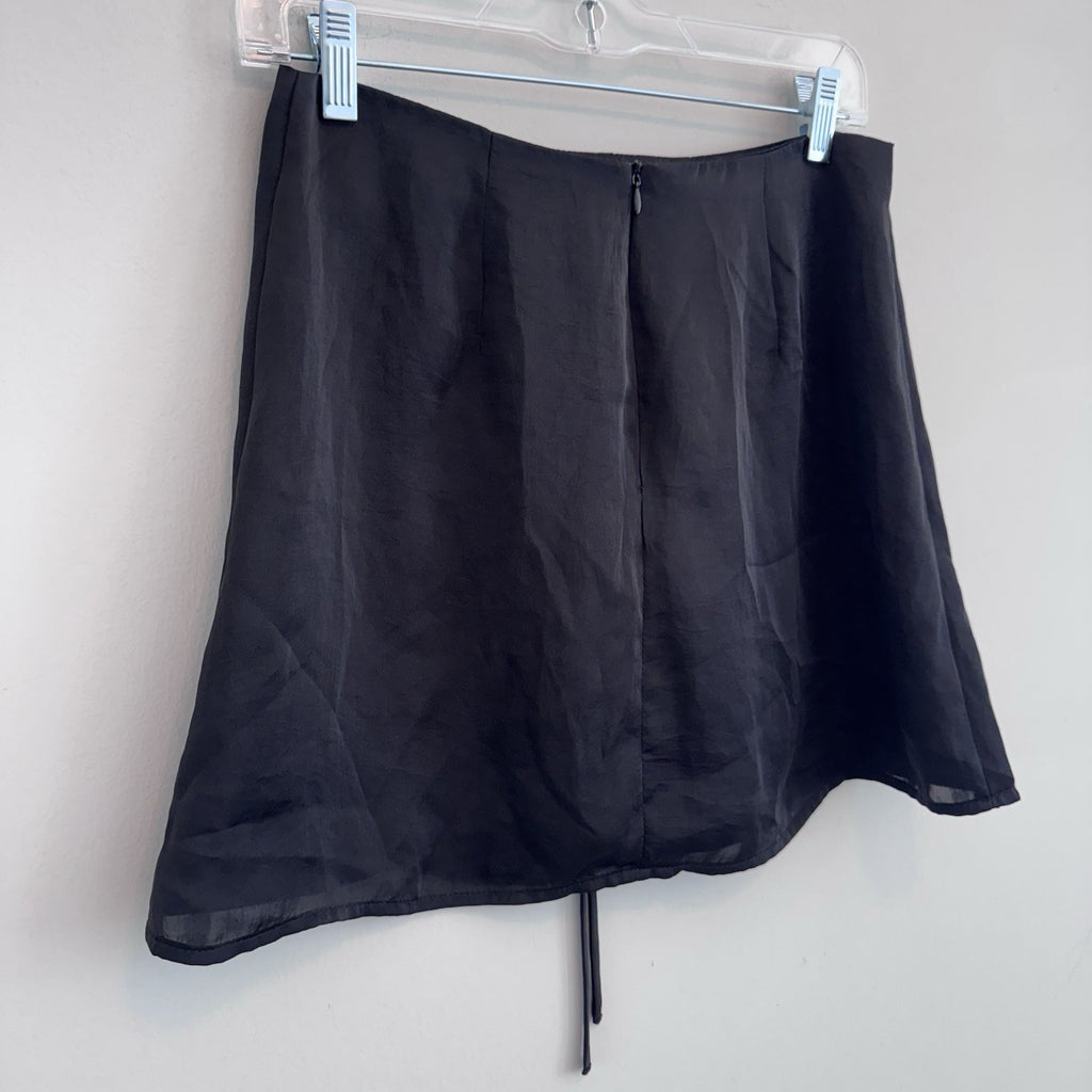 Forever 21 Black Lace Up Mini Skirt M Y2K Sheer Goth Coquette