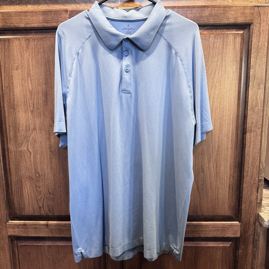 Fabletics Men’s Training day  XXL Light Blue Performance Polo Shirt – Stretch