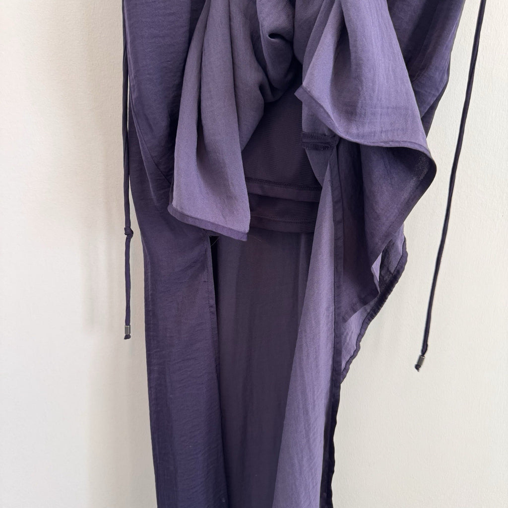GAP Women's XS Blackberry Purple Pleated Sleeveless Maxi Dress Side Slits Plum