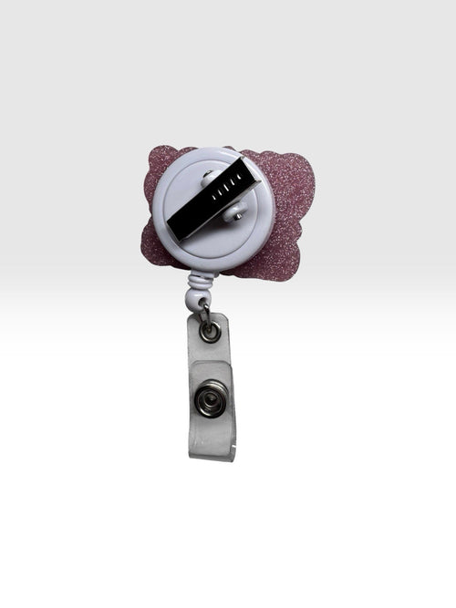 Chaos Coordinator Badge Reel Glitter Retractable ID Holder Pink Funny