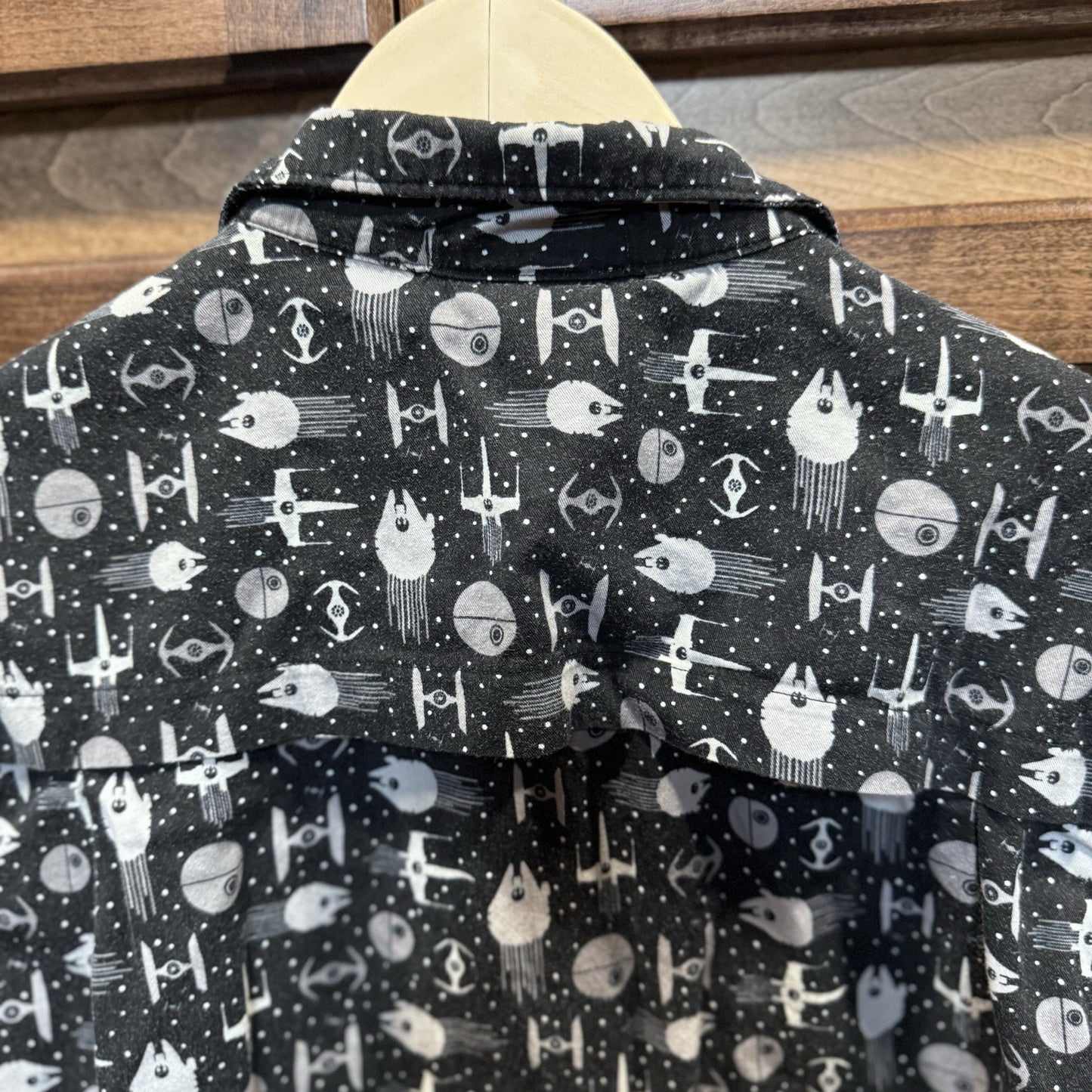Disney Parks Star Wars Button Up Shirt Men’s M | Ships & Death Star Print