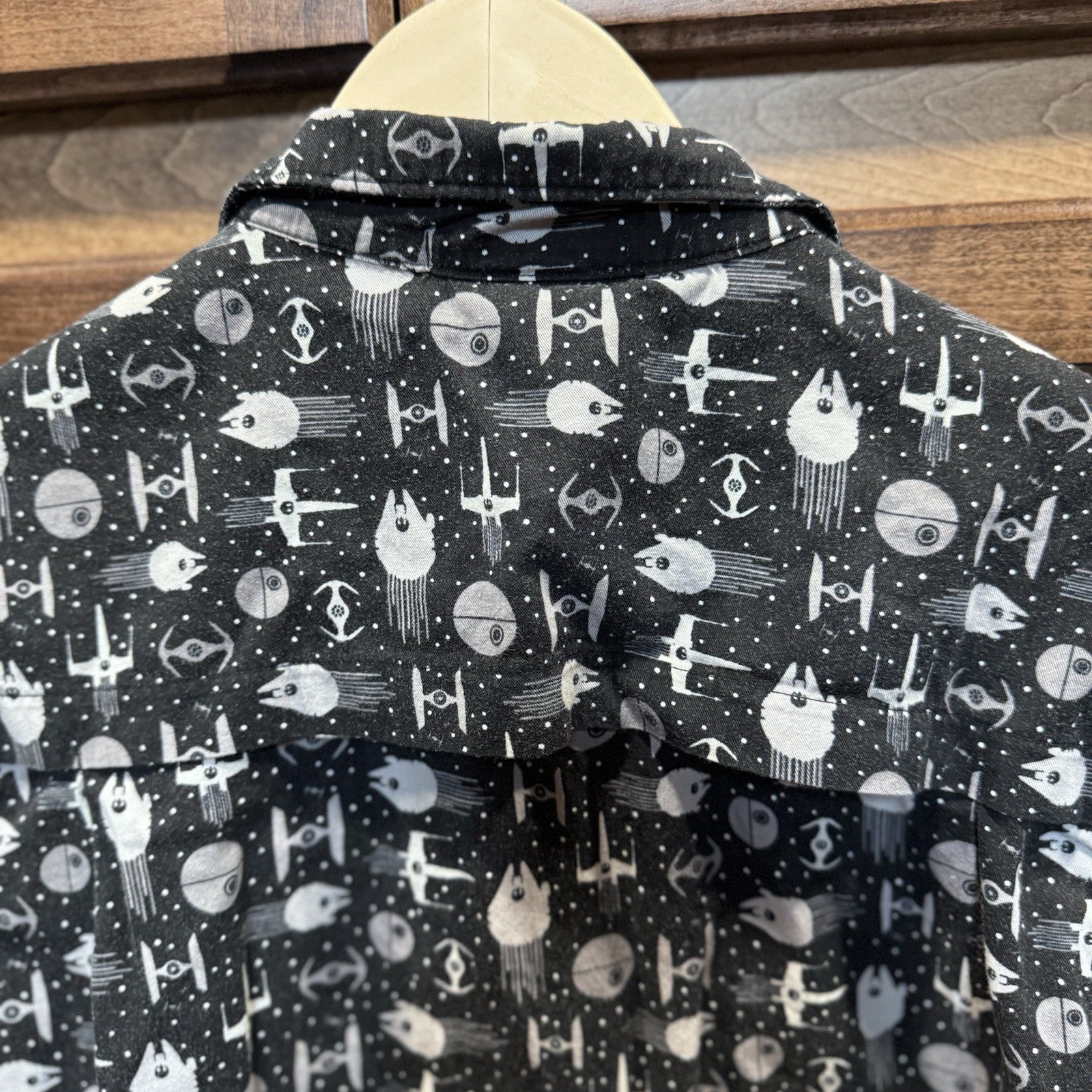 Disney Parks Star Wars Button Up Shirt Men’s M | Ships & Death Star Print