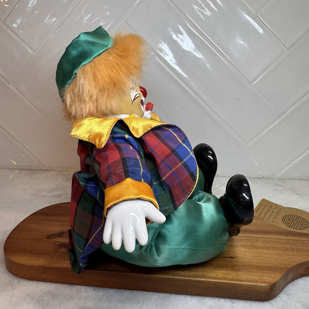Vintage Porcelain "Shelf Sitter"  Weighted Clown Dolls - Set of 2 - Hand Painted