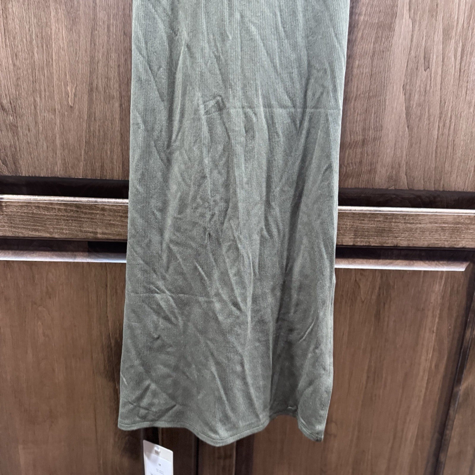 HALARA Olive Green Ribbed Knit Bodycon Midi Dress Size M NWT 
