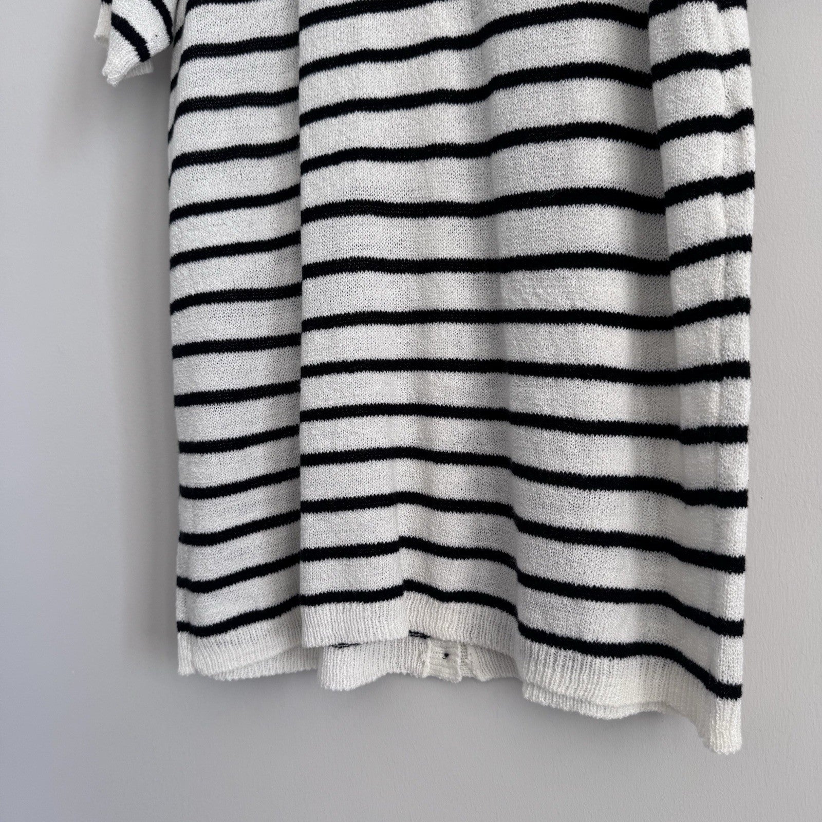 BiBi Striped Button Front Cardigan Dress White Black Size L Collared