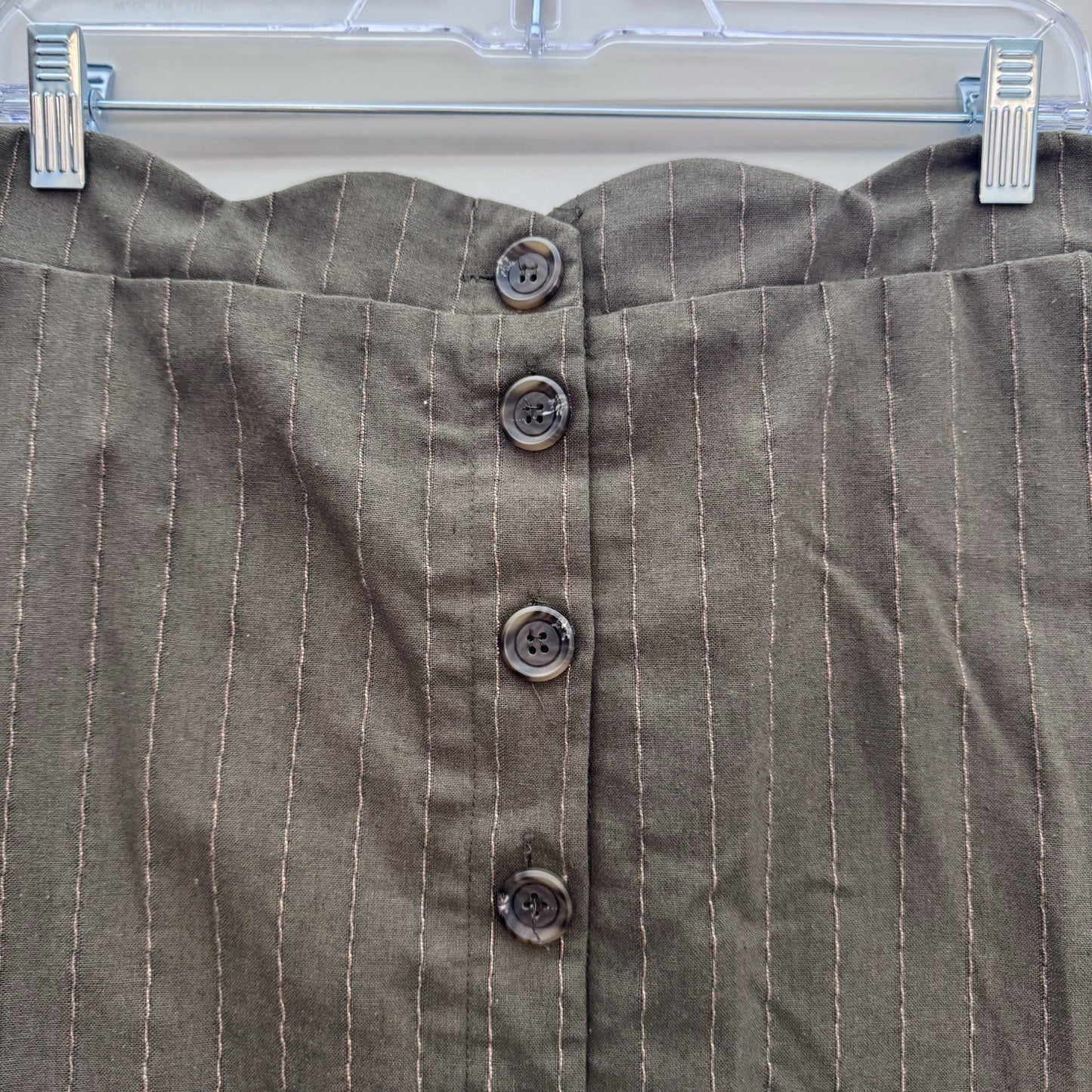 Blu Pepper Day to Day Skirt L Brown Pinstripe Button Front Lined Retro Y2K
