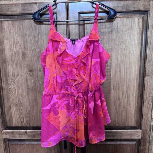Torrid Pink & Orange Ruffle Tank Top | Size 2 | Drawstring Waist