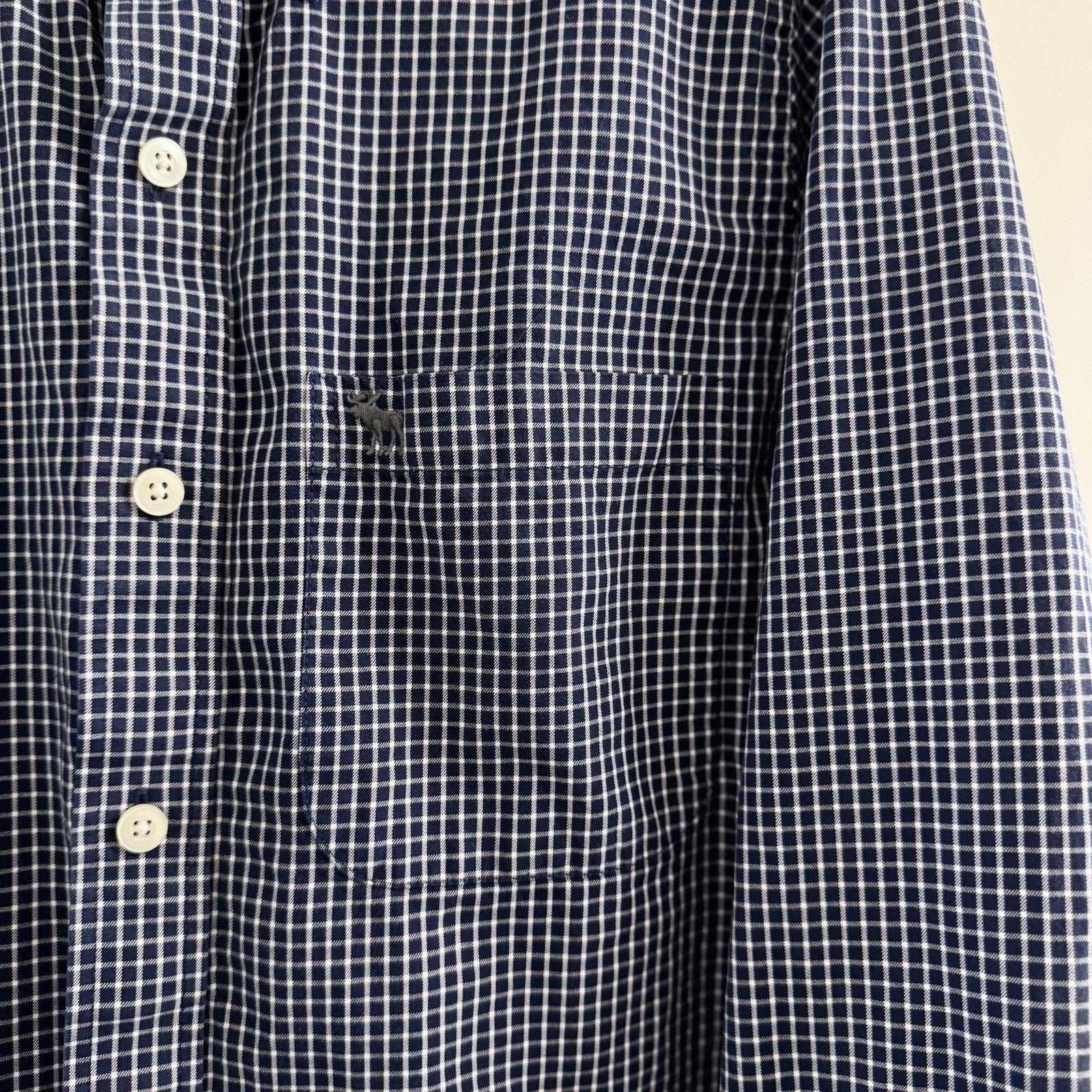 Abercrombie & Fitch XXL Blue Check Shirt Button Down 100% Cotton Long Sleeve ‘11