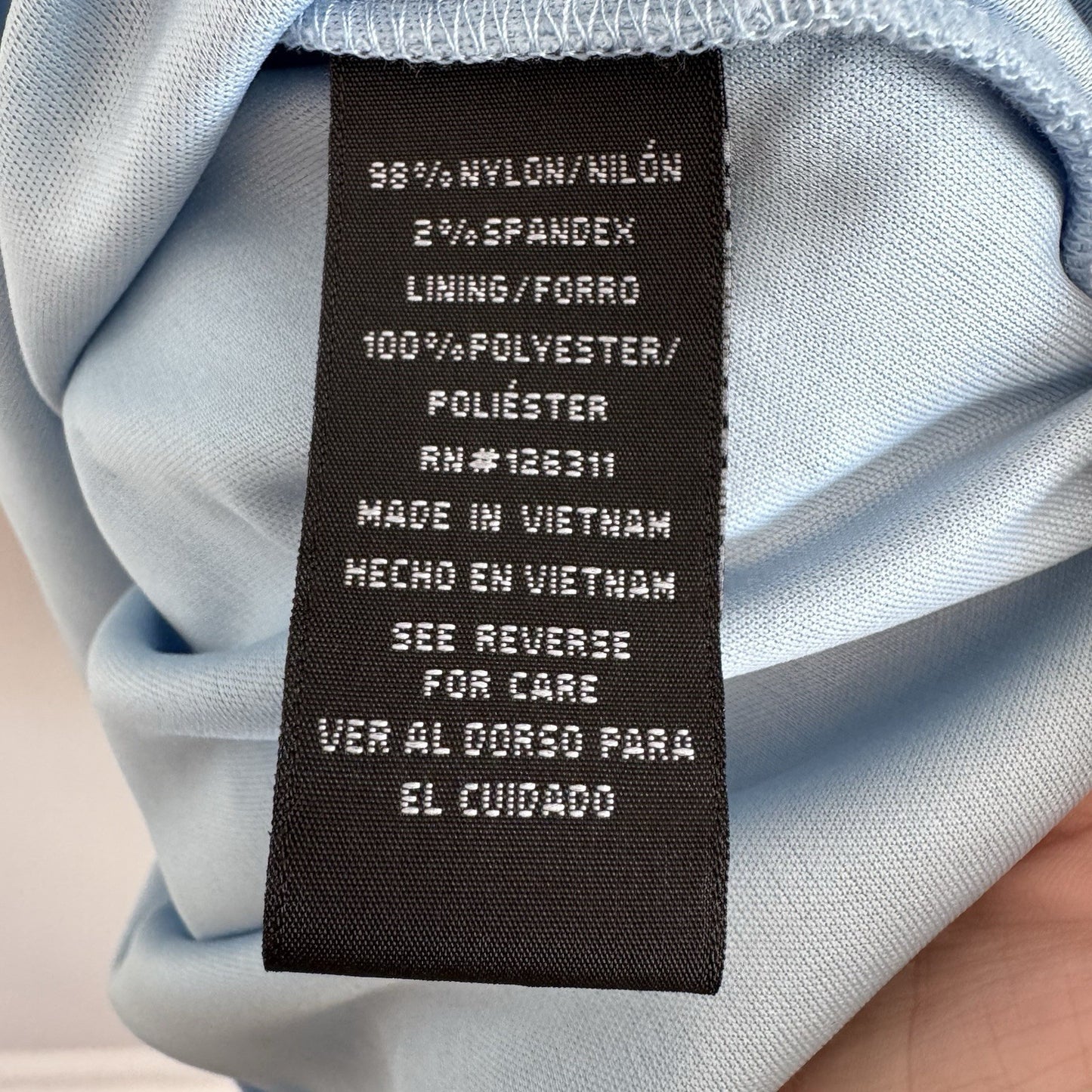 RN Studio Blue Lace Shift Dress Women’s Size 14 Bell Sleeve Lined Zip Back