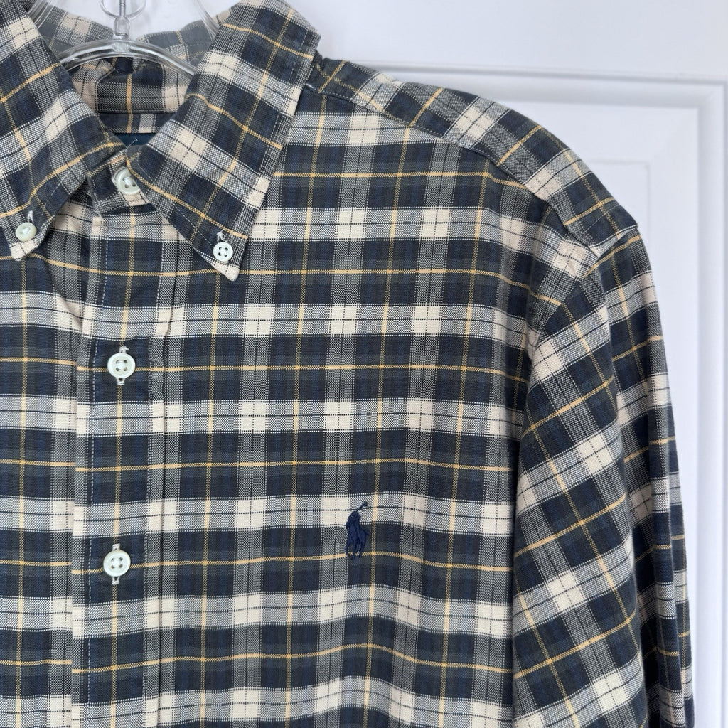 Ralph Lauren Men’s Plaid Button Down Shirt Size M Classic Fit Flannel Cotton