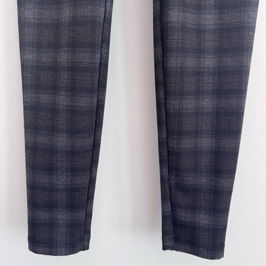 LOFT Gray Brown Plaid Pull On Leggings Pants Women’s XL Stretch Career Casual