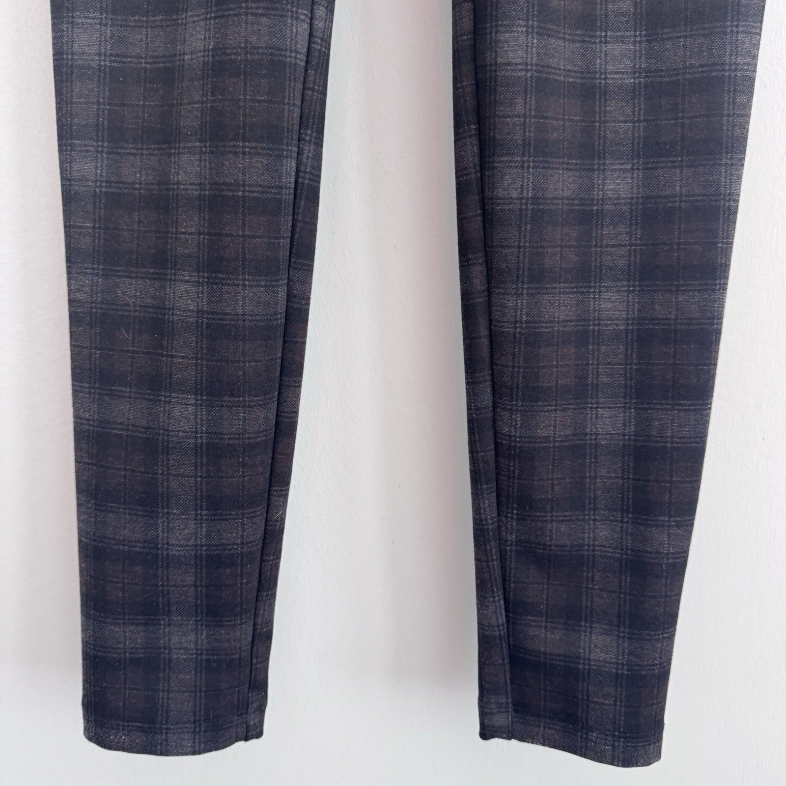 LOFT Gray Brown Plaid Pull On Leggings Pants Women’s XL Stretch Career Casual