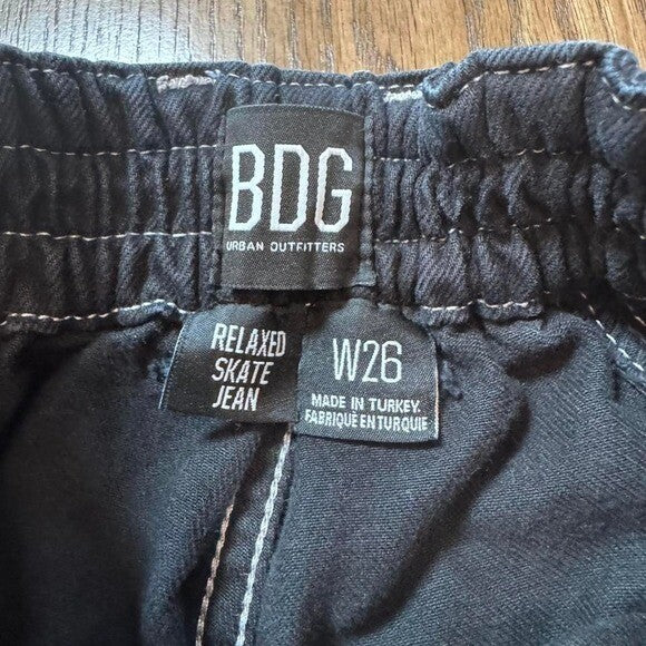 BDG Urban Outfitters Relaxed Skate Jeans 26 Black Cargo Pants Y2K Grunge Utility