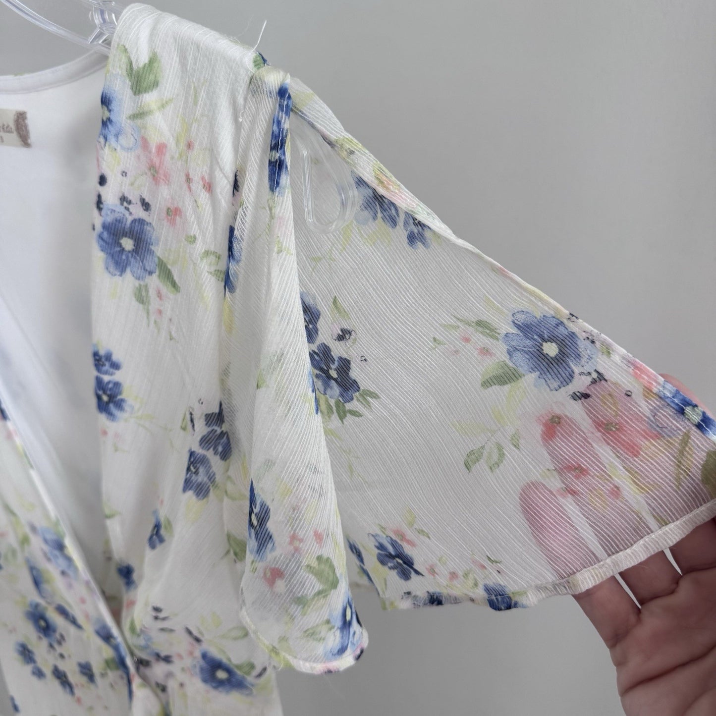 Altar’d State Womens Floral Wrap Maxi Dress Blue White Size S