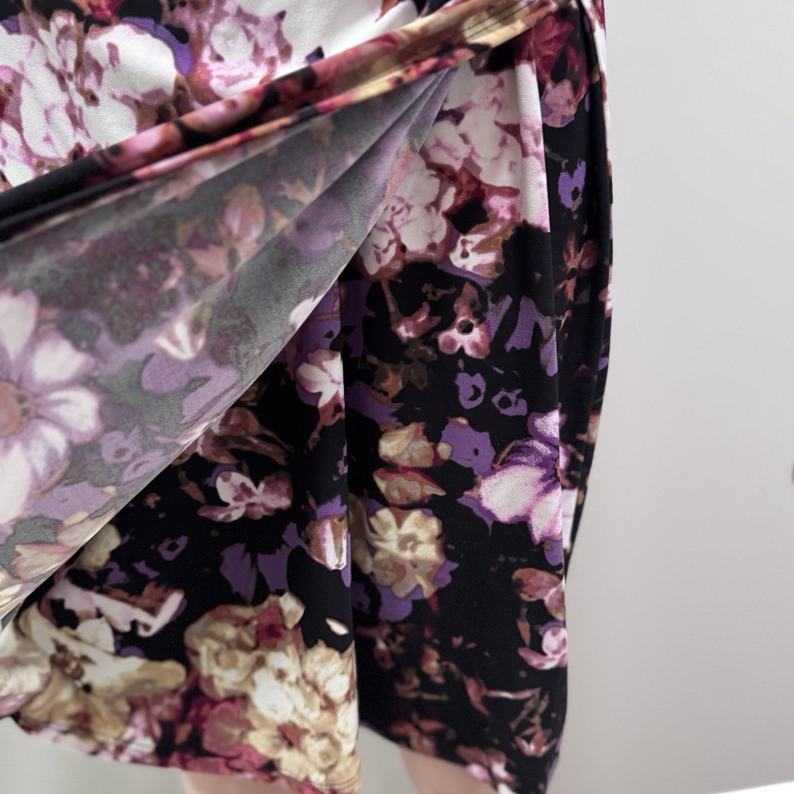 Lauren Ralph Lauren Floral Sheath Dress Size 4 RN41381 Black Pink Purple