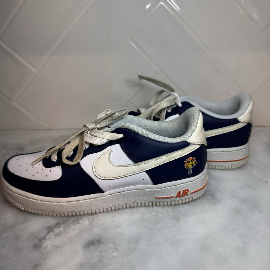 Nike Air Force 1 Low Sun Reactive Navy White Orange Kids Size 5
