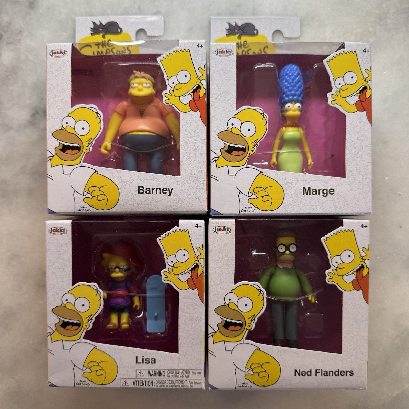 The Simpsons Action Figure Lot Bart Homer Marge Lisa Barney Ned Jimbo Jakks NEW