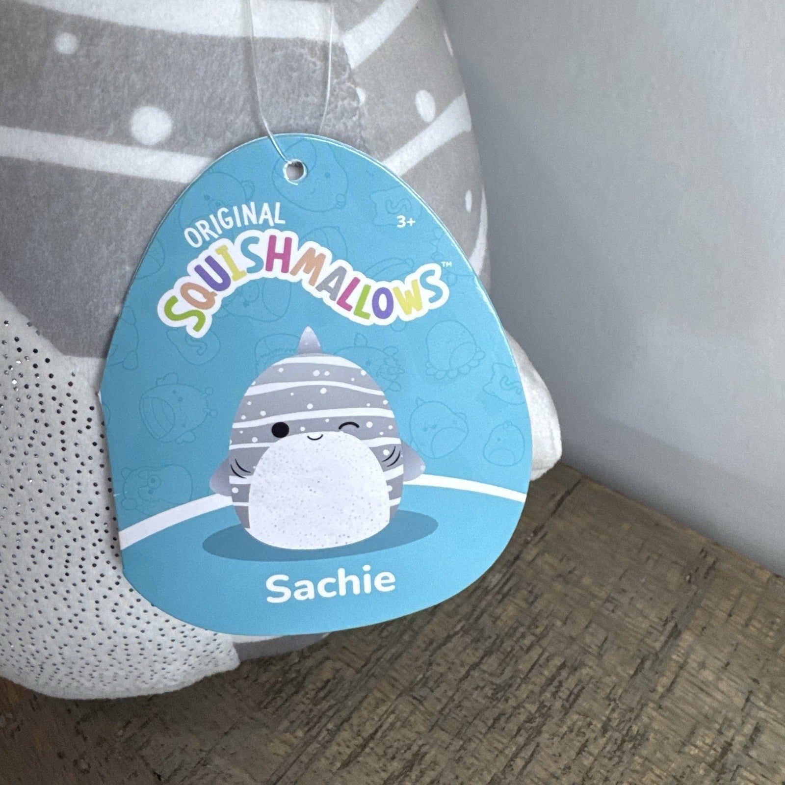 Squishmallows Sachie The Winking Gray Whale Shark 8" Plush Sparkle Belly 2021