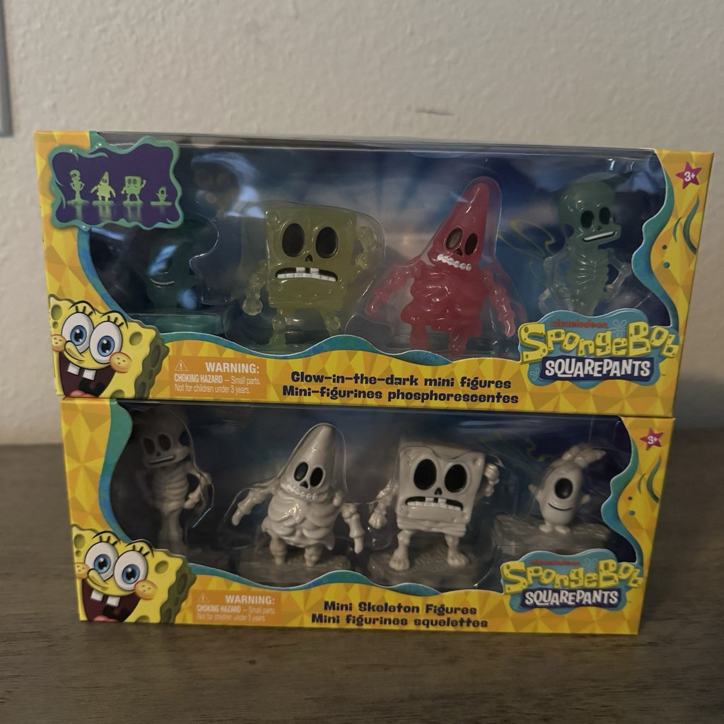 SpongeBob SquarePants Mini Figures Glow In Dark Skeleton Lot Sealed Rare Find