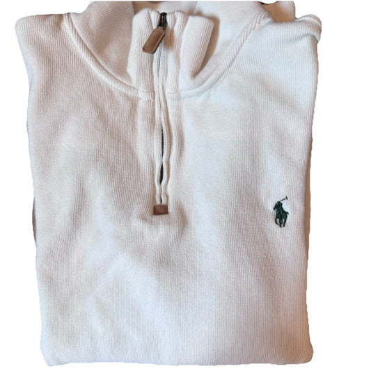 Polo Ralph Lauren Men’s XL White 1/4 Zip Pullover Sweatshirt 100%