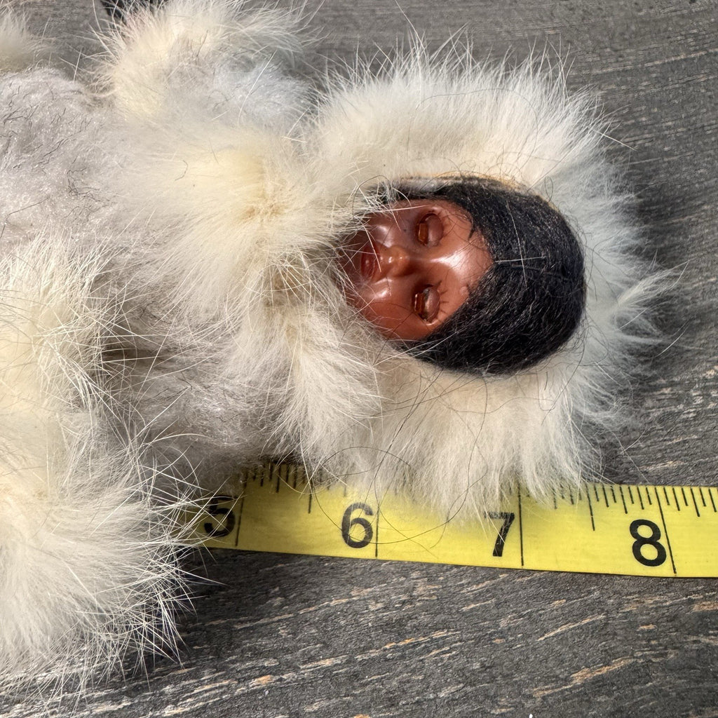 Vintage Native American & Eskimo Style Doll Trio 8" Fringed Buckskin Faux Fur