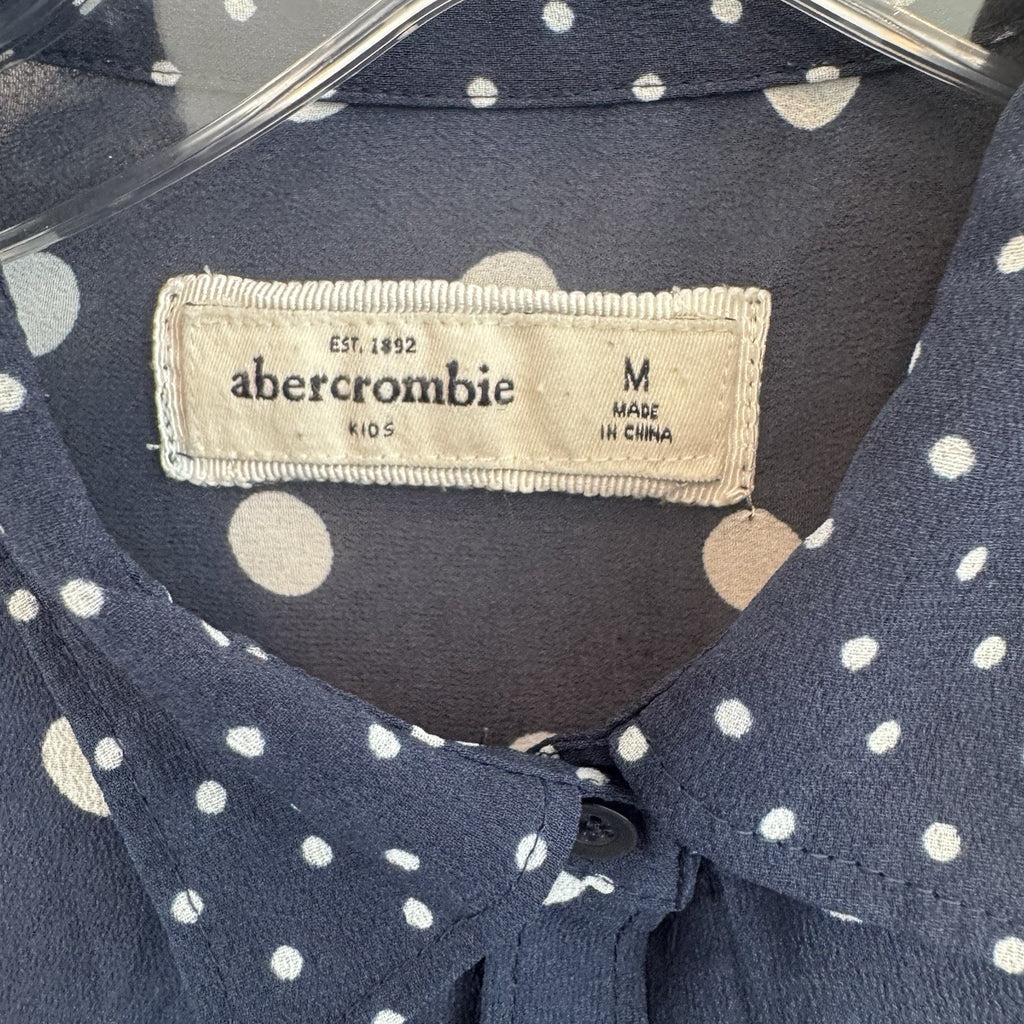 Abercrombie Kids Polka Dot Button Up Blouse Blue Sheer Size M