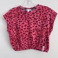 Tommy Hilfiger Sport Pink Leopard Print Crop Top Womens M Logo Hem Y2K