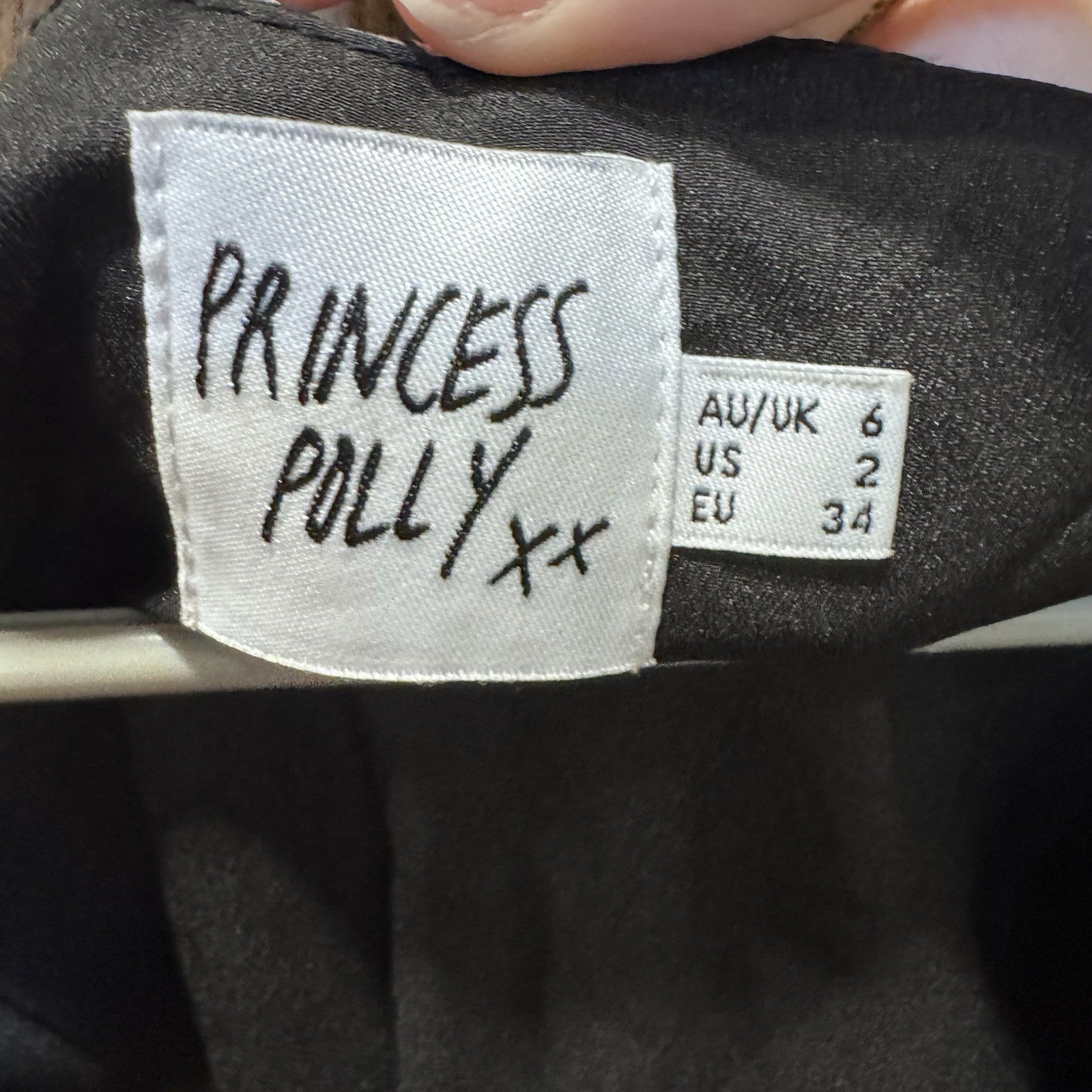 Princess Polly Smocked Peplum Top US 2 Black White Floral Print Long Sleeve